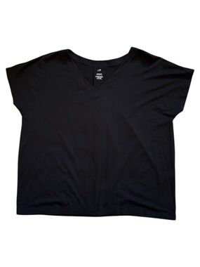 J.Jill Luxe Supima Pleat Back Tee • Black • Size L